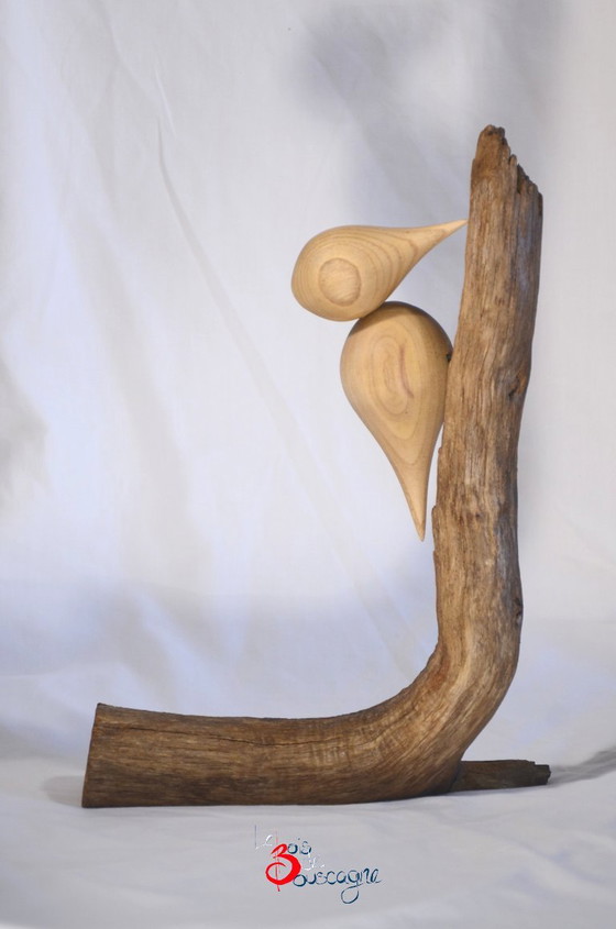 Uccello decorativo sul suo ramo, in legno massello artigianale, Made in France, 21x30cm – Bois d'Arcogne (photo 5 of 5)