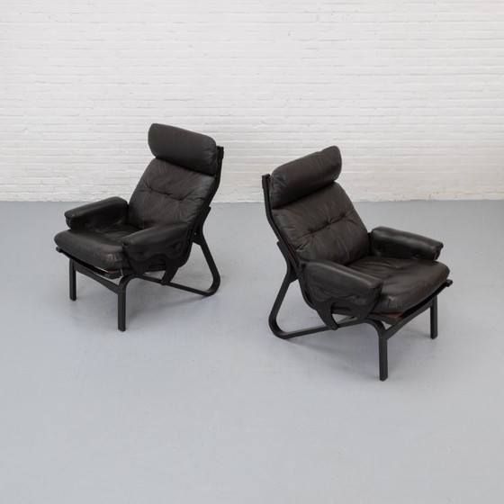 Image 1 of Sillón de cuero estilo escandinavo de los años 70