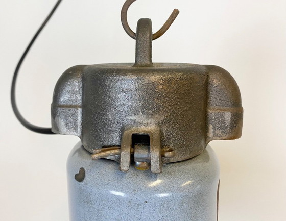 Image 1 of Suspension industrielle en émail gris, style années 1950