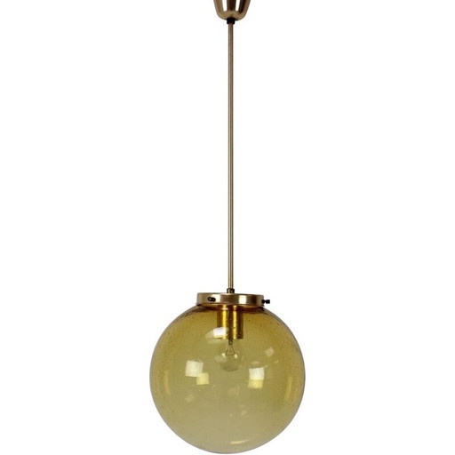 Vintage metal and glass chandelier by Kamenický Šenov, Czechoslovakia 1970