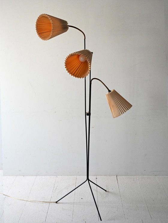 Image 1 of Scandinavische vloerlamp met drie armen uit 1950