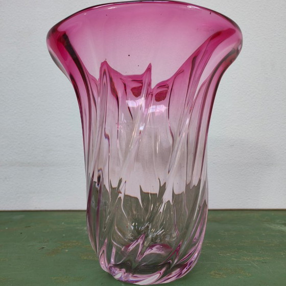 Image 1 of Grande vaso vintage in cristallo rosa Val St. Lambert