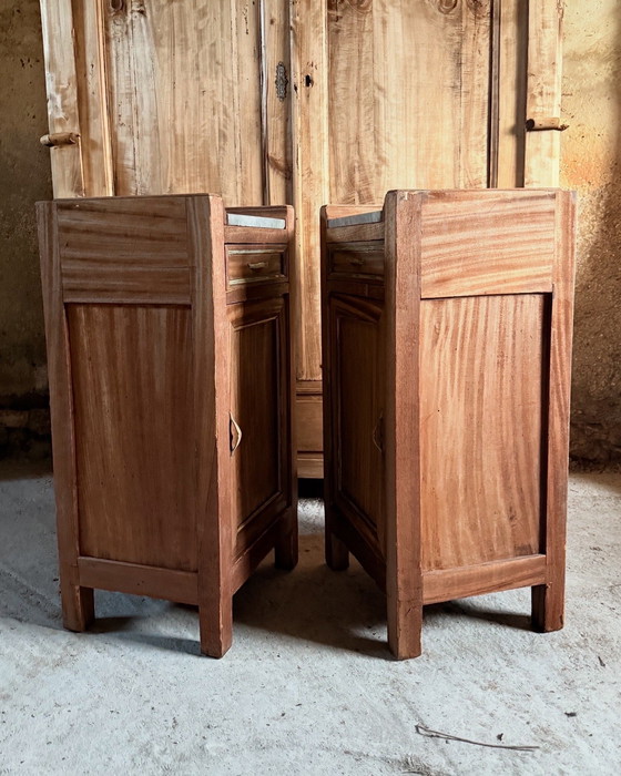 Image 1 of Coppia comodini art deco legno marmo