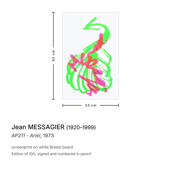 Image 1 of Jean MESSAGIER AP211 - Ariel Serigrafia firmata 1973