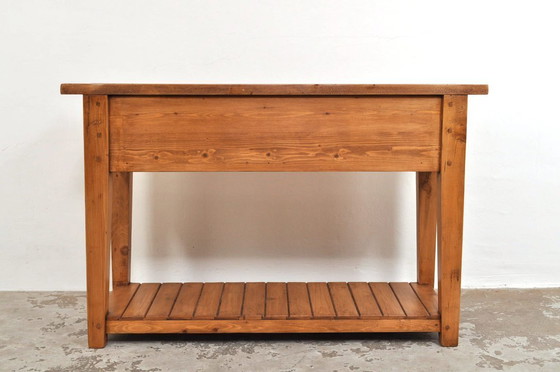 Image 1 of Table d'appoint vintage en pin, fabriquée à la main, années 1930