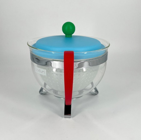 Image 1 of Rare Vintage Bodum Tea Set with Glass Teapot "Chambord"& Mugs – Scandinavian Postmodern Design, 1970s , 1980s