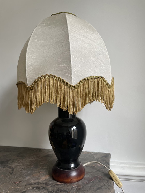 Image 1 of Lampe à Poser Vintage en Céramique Noire