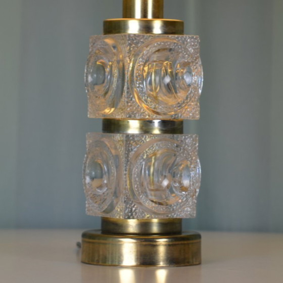 Image 1 of Mid century glass/brass table light