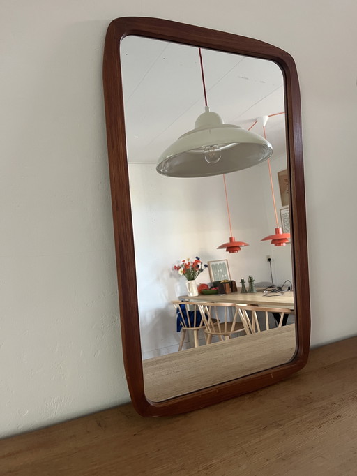 Vintage Danish teak wooden mirror