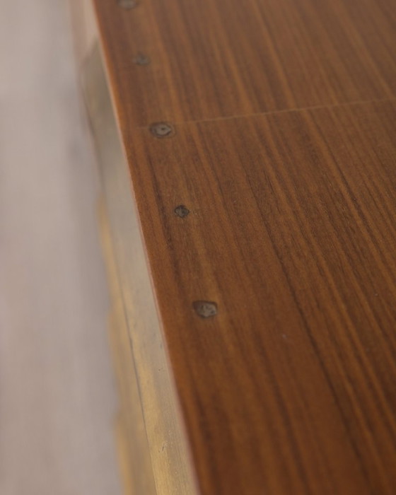 Image 1 of Credenza sideboard vintage anni 50 in legno e ottone dorato design Italiano