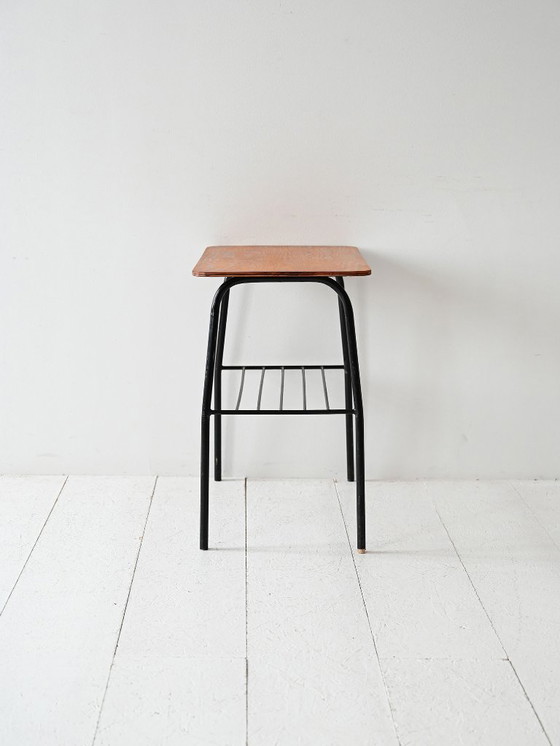 Image 1 of Tavolino scandinavo vintage in pino e metallo