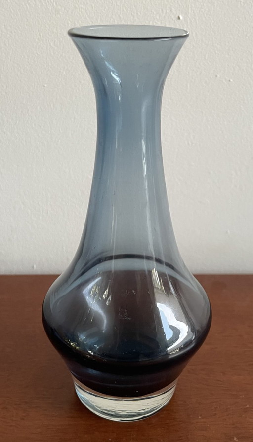 Riihimäki - Vintage-Vase aus stahlblauem Glas