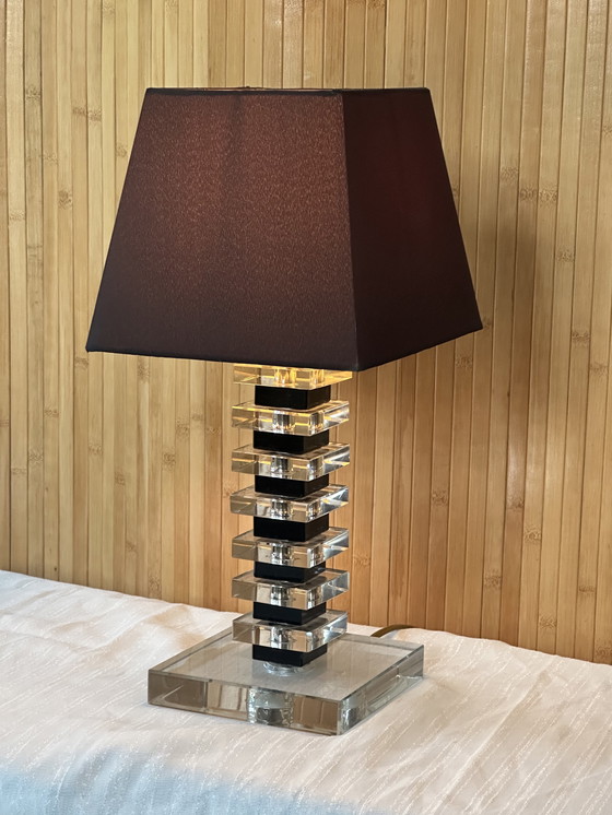 Image 1 of Vintage Hollywood Regency table lamp glass base