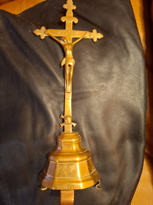 Crucifijo de altar del siglo XVIII / Cruz de mesa independiente de 30 cm