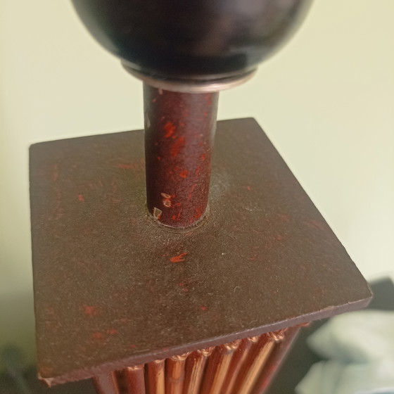 Image 1 of Karaktervol duo vintage tafellampen – Metaal & Rotan – Brutalist Style