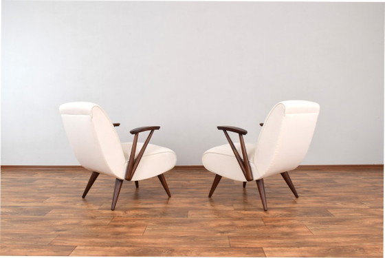 Mid-Century Modular Polish Armchairs, 1960s, Set of 2 – GFM, Wood, Wool (photo 4 of 20)