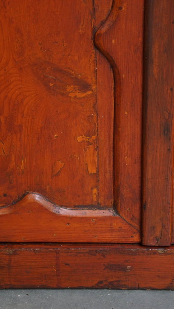 Image 1 of Armario antiguo de color rojo/marrón con 2 puertas y un cajón