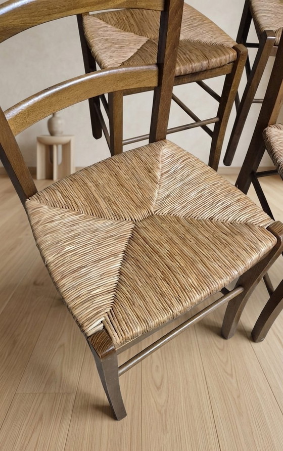 Image 1 of Set of 8 Scandinavian Dining Chairs, Wooden Frame & Woven Rattan Seats, Gemla Fabrikers AB, 20th century