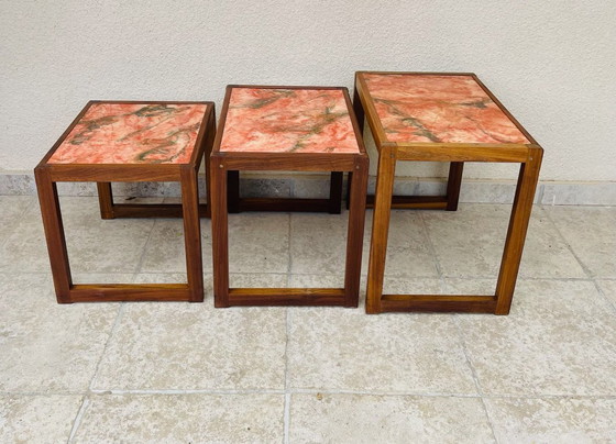 Image 1 of Set of 3 Scandinavian nesting tables in teak, 1960