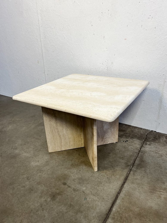 Image 1 of Tavolino da caffè vintage in travertino, quadrato, Italia anni '70