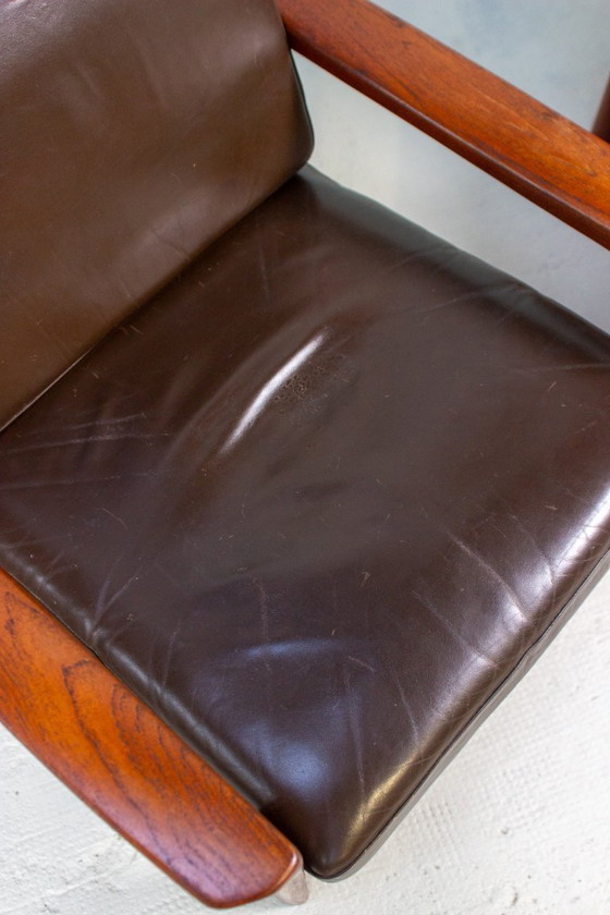 Image 1 of Vintage teakhouten fauteuil Sven Ellekaer comfortabele fauteuil uit het midden van de vorige eeuw