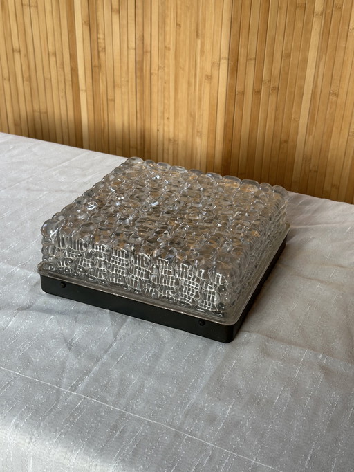 Lámpara de techo vintage vidrio relieve Rzb '60