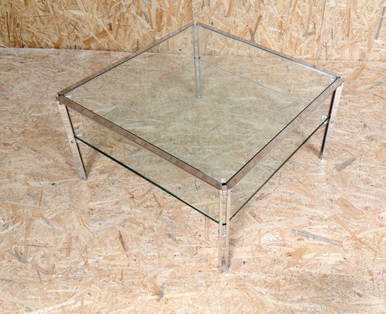 Image 1 of Table basse vintage en chrome et verre des années 1970