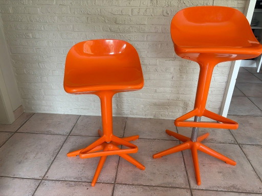 2x Kartell Spoon Bar Stool orange