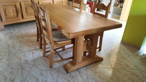 Caligen oak dining table + 6 chairs
