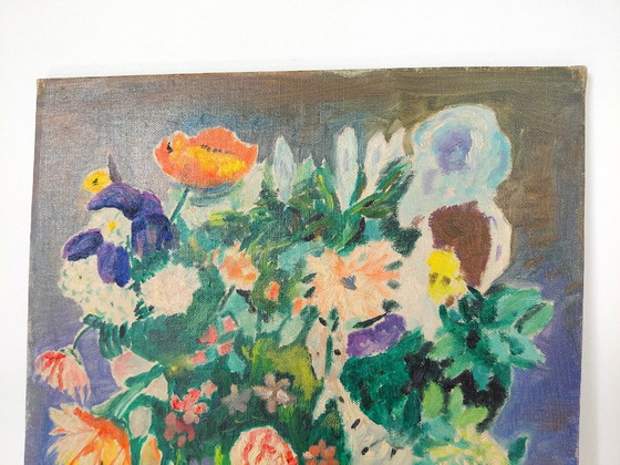 Vintage Floral Still Life, Impressionistic Early 1960s – Paintings & Drawings, Canvas (photo 9 of 10)