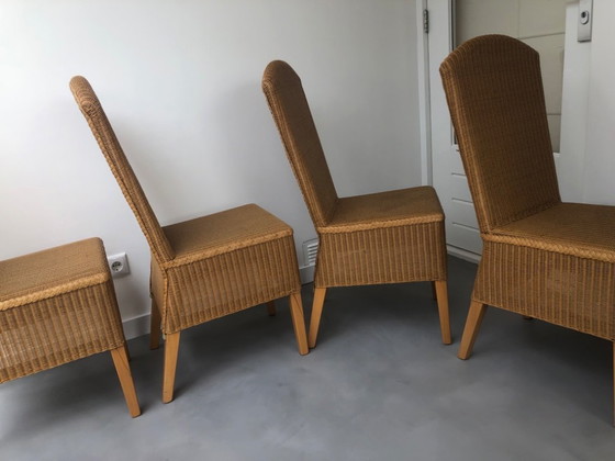 Image 1 of 4 chaises de salle à manger, Lloyd Loom, naturel