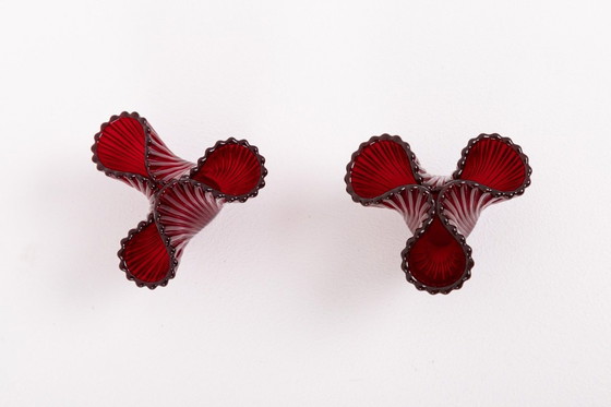 Image 1 of Pair of art glass vases ‘Reffla’ by Carl Arthur Percy for Gullaskruf, Sweden 1950’s