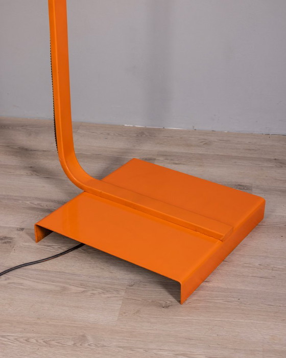 Vintage Space Age Italian Orange Metal and Acrylic Glass Floor Lamp, 1970s – Floor lights (photo 14 of 14)