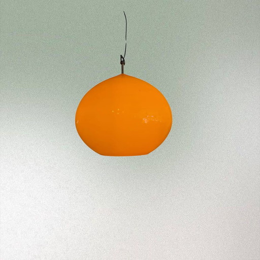 Lámpara colgante vintage italiana de cristal naranja, de Alessandro Pianon.