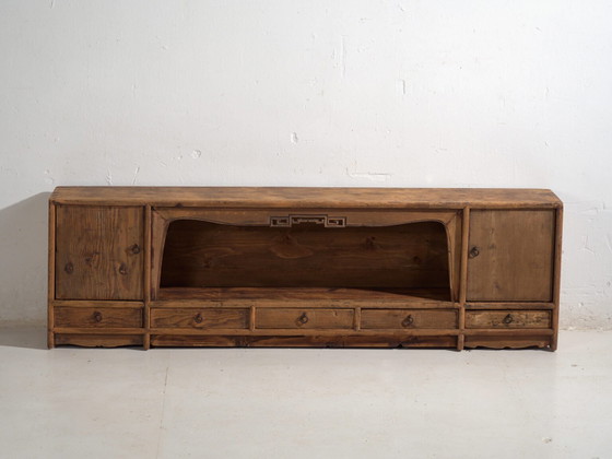 Aparador bajo antiguo de madera de pino – China, circa 1930 – Aparadores con vitrina (photo 38 of 40)