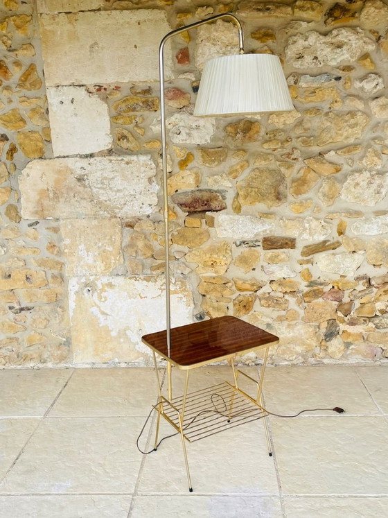 Mid-Century, Swivel,  Floor Lamp with Integrated Side Table, 1960s – Floor lights, Brass (photo 30 of 34)