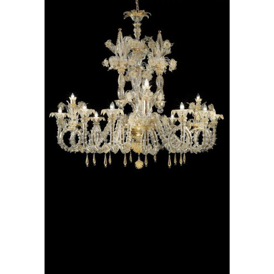 Image 1 of Handgefertigter Kronleuchter Ca’ Rezzonico aus venezianischem Muranoglas im imperialen Stil mit Golddetails
