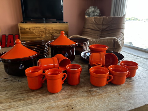 Triangle Houses Orange/Brown Dinnerware – servies, Ceramic
