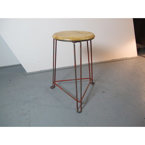 Image 1 of Industrial stool in birchwood and steel, Jan VAN DER TOGT - 1930s