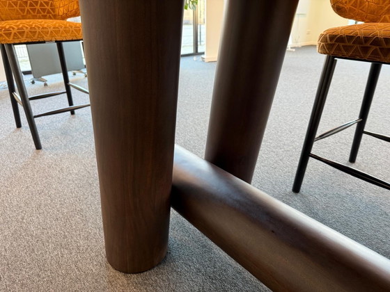 Image 1 of Richmond hoge tafel kersenhout 97x219cm set met 6 stoelen indigo triangle zithoogte 68 cm