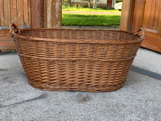 Rustic Wood Basket, 1940s – Decorative Objects, Wicker (photo 2 of 4)