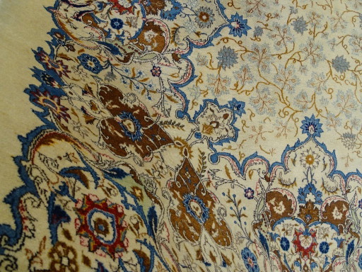 Exklusiver, halb antiker XXL-Keshan-Teppich – 428 x 318 cm – handgeknüpfter Perserteppich