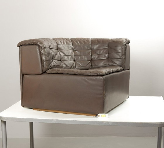Image 1 of Excellent Mid-Century De Sede DS11 Patched Seal Brown Leather Modular Sofa, 6 Elements. Germany, 1970s.