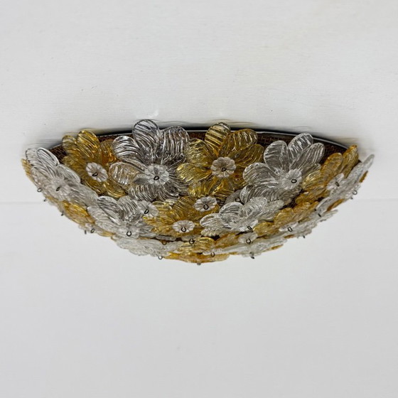Image 1 of Barovier & Toso Wall Sconce / ceiling lamp , Millefiori flowers , Italy , 1970s