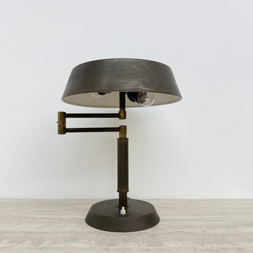 Mid-Century Italienische Messing Tisch Schreibtischlampe mit Pantograph Arm, 1940er Jahre
