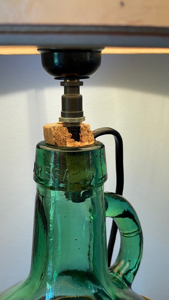 Image 1 of Lampe Dame Jeanne Verte Rotin Viresa Vintage