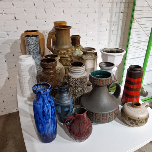 Collection of 18 vintage W. Germany vases