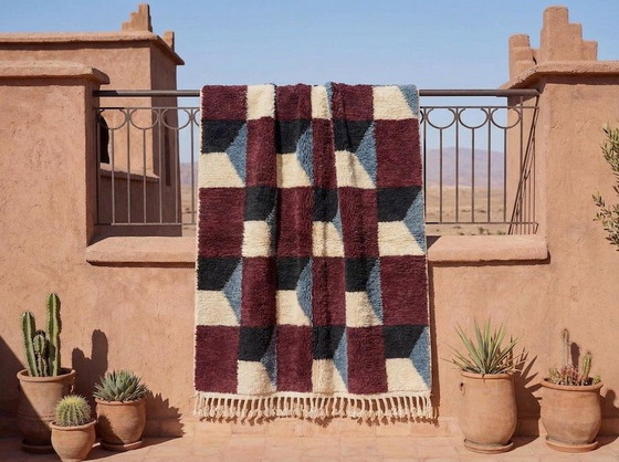 Image 1 of Berberkleed van zuivere wol, handgemaakt volgens traditionele methoden, afmeting 2/3 m