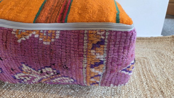 Image 1 of Moroccan pouf, purple floor cushion