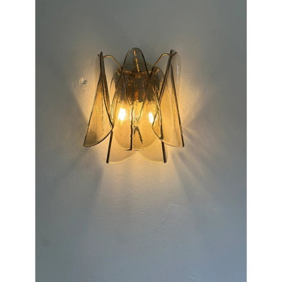 Image 1 of Contemporary Modern Smoked-Fumè "Rondini" Murano Wall Sconces- Set of Two